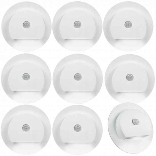 9 X Bílá Led Schodišťová Lampa, Schodišťové Osvětlení, Senzor Pohybu Soumraku