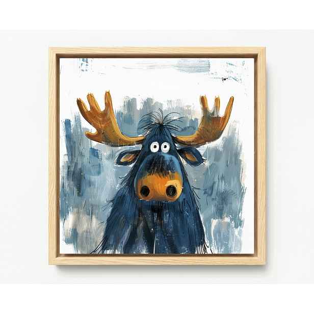 Obraz Rám Americký Box Portrét Zábavný Modrý Los Sob Roháč 60x60