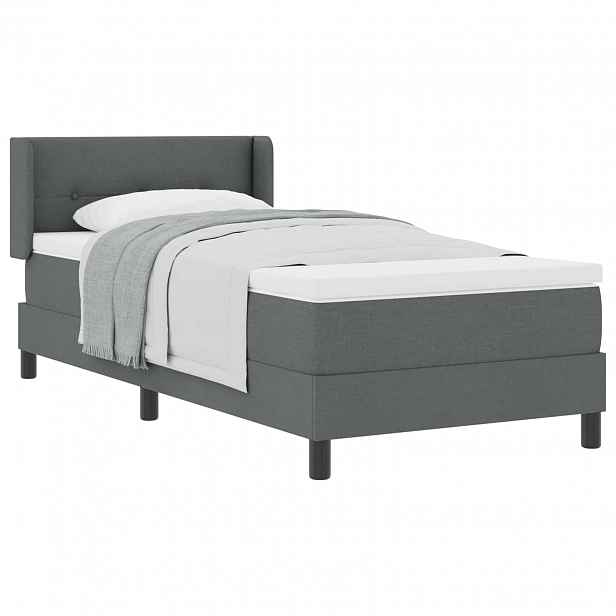 vidaXL Postel s boxspringem s čelo Tmavě šedá 200 x 90 cm textil