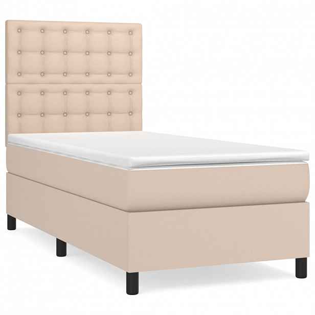 vidaXL Box spring postel s matrací cappuccino 90x190 cm umělá kůže