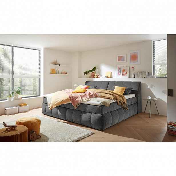MID.YOU POSTEL BOXSPRING, 240/200 cm, šedá