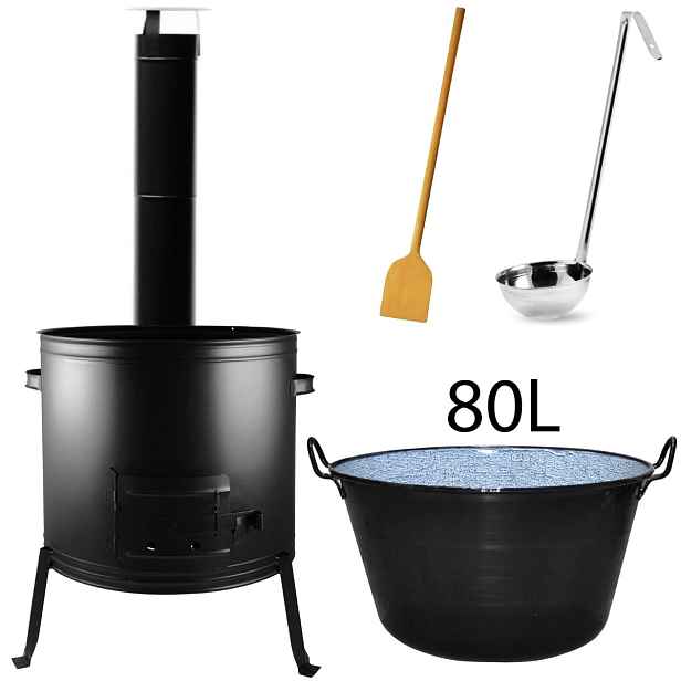Perfect Home Set-54 Kotlíková souprava 80L, 5ks – kotlina/kouřovod/kotlík/vařečka/naběračka