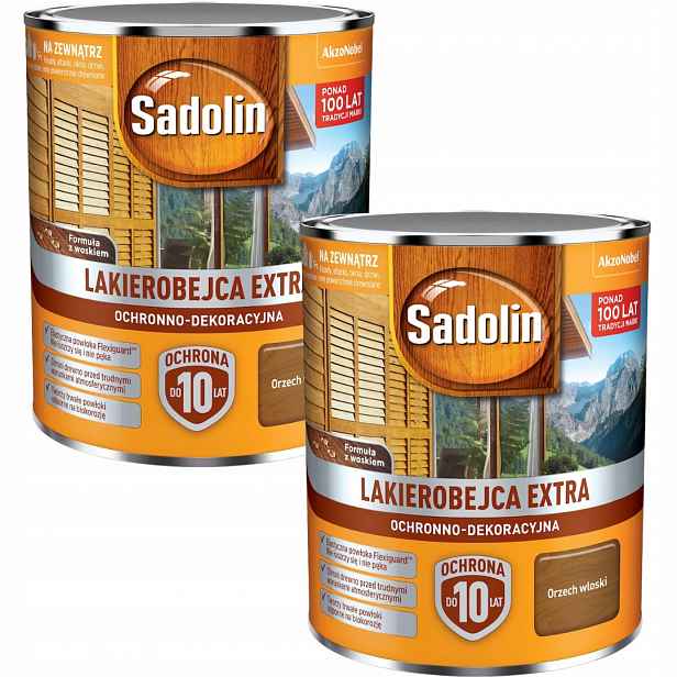 Set Sadolin Extra 2x0,75L Lakobejca Na Dřevo Vlašský Ořech 1,5L