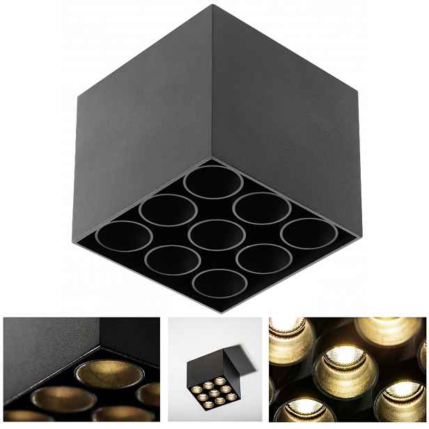 Stropní Svítidlo Na Omítku Led Gtv Artemida 20W 1920 lm 4000K Čtverec Černá