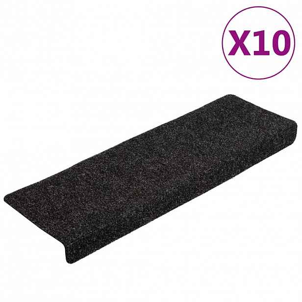 vidaXL Schodové rohože samolepicí 10 ks 65 x 21 x 4 cm černé s obdélníkovým okrajem