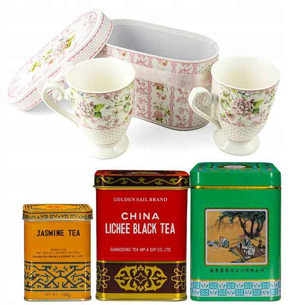 Dárková sada – 2 porcelánové hrnky sada čajů