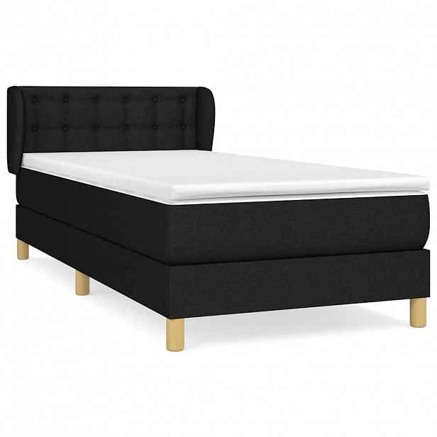 vidaXL Box spring postel s matrací černá 90x190 cm textil