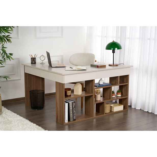 Casarredo Rohový psací stůl VESPER - kašmír/ořech