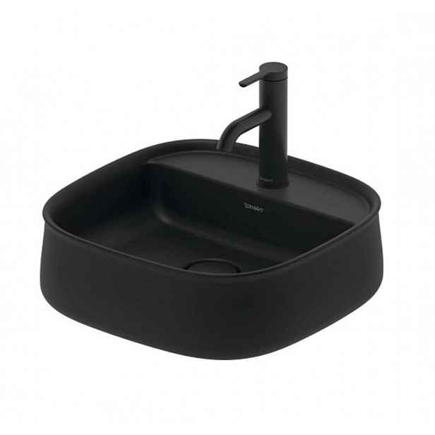 Duravit Zencha - Umyvadlo na desku 42x42 cm, bez přepadu, otvor pro baterii, DuraCeram, antracit mat 2374421371