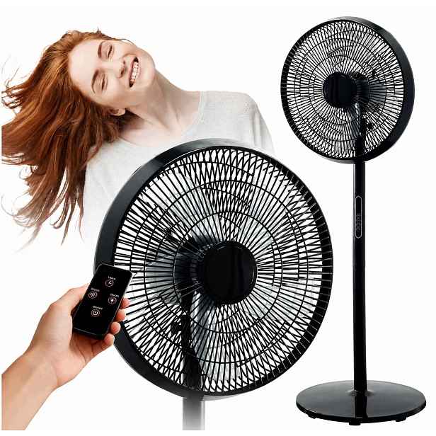 Podlahový Ventilátor Stojící Větrák Tichý Výkonný 5 Lopatek Dálkový Ovladač 8 Rychlostních Stupňů