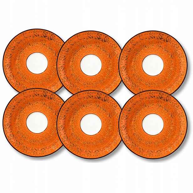Porcelánový podšálek oranžový na dezerty 15 cm Wilmax 6 kusů