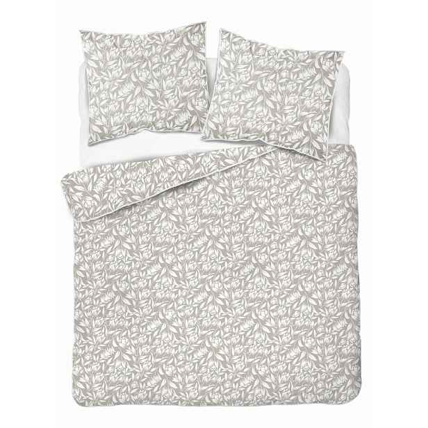 Povlečení z perkálu 220x200 taupe v botanické Soft Garden barvě
