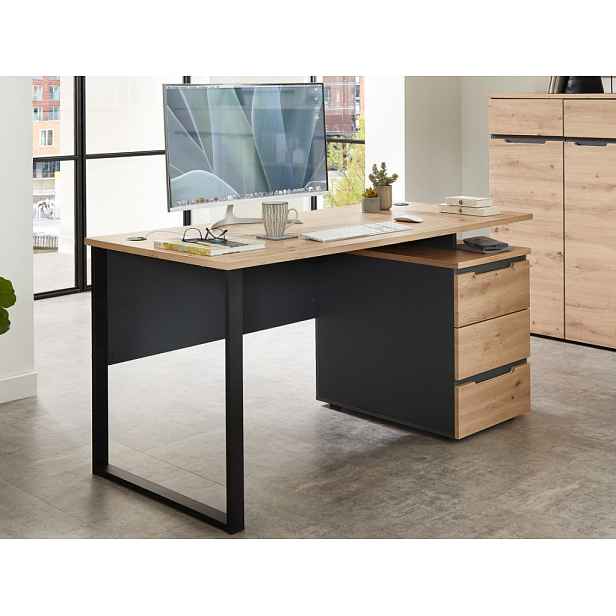 Psací stůl se zásuvkami Memphis 150 cm, dub artisan/grafit