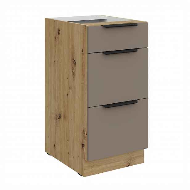 Spodní skříňka Aria 40 D 3S BB - Premium Box Barva korpusu: Dub artisan, Barva dvířek: TA - Sandgrau AFM