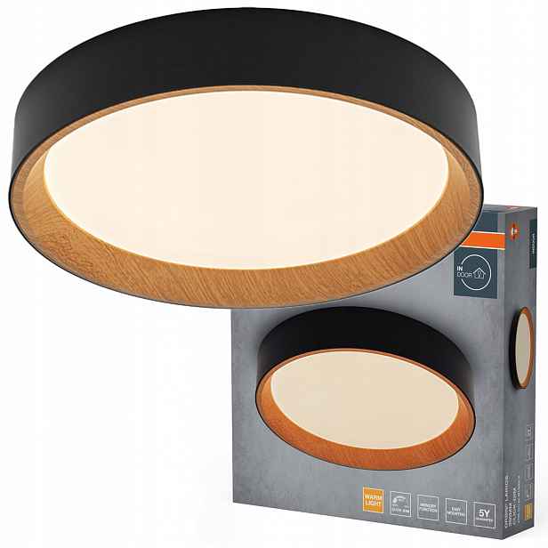 Stropní Svítidlo Led Svítidlo 24W 1450lm 3000K Teplá Hnědá Černá Orbis Osram