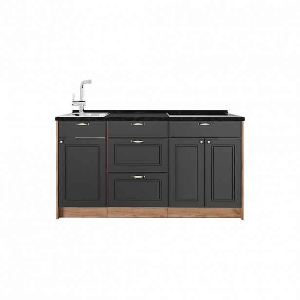 Vicco KUCHYŇSKÝ BLOK Fame-Line, Anthrazit-Gold Landhaus, 150 cm, PD Antracit