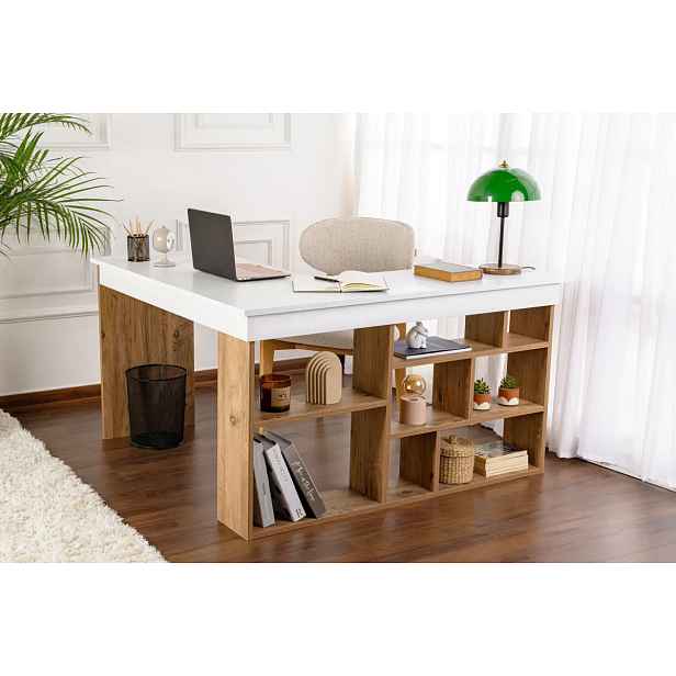 Casarredo Rohový psací stůl VESPER - bílá/borovice
