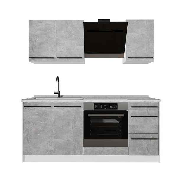 Vicco JEDNOTKOVÁ KUCHYNĚ R-Line, Beton/Bílá, 180 cm bez pracovní desky