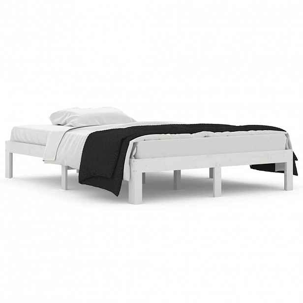 vidaXL Rám postele bílý masivní dřevo 135 x 190 cm dvojlůžko