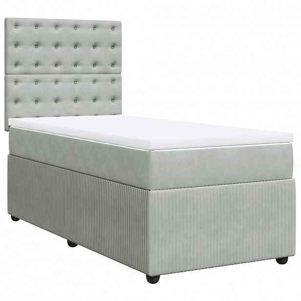 vidaXL Box spring postel s matrací světle šedá 90x190 cm samet