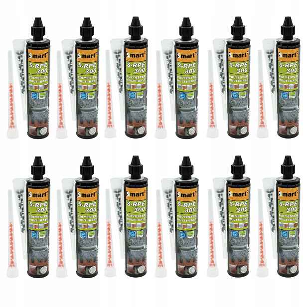 Chemická kotva na betonu polyesterová pryskyřice 300 ml, sada 12 Ks 24 mixérů
