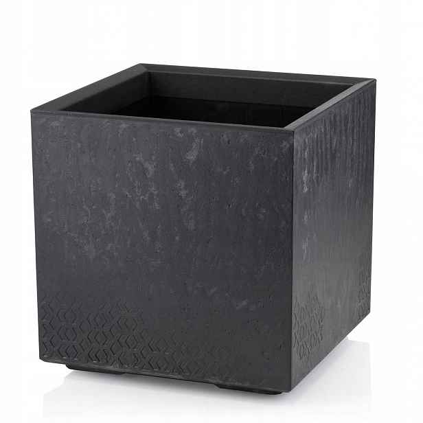 Květináč Černý beton 40x40 cm Moderní čtvercový do obývacího pokoje Loft