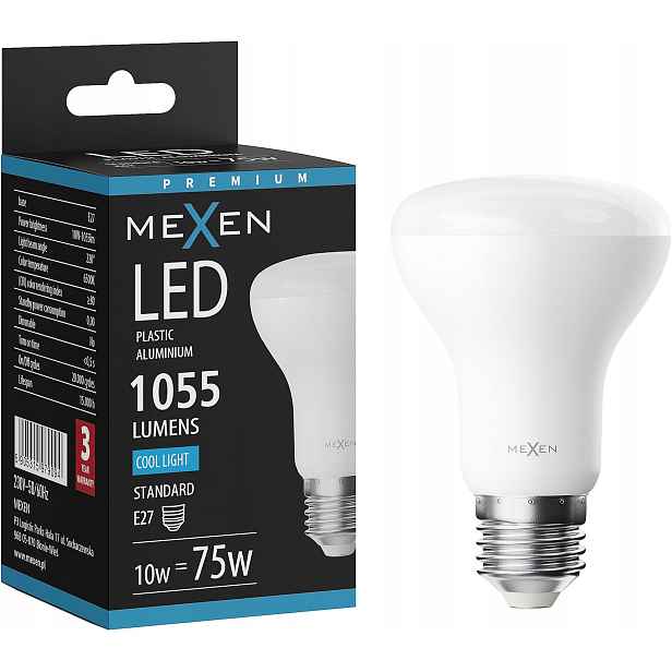Mexen Nova Led Žárovka E27 R63 10W Studená Bílá 6500K 1055 LM