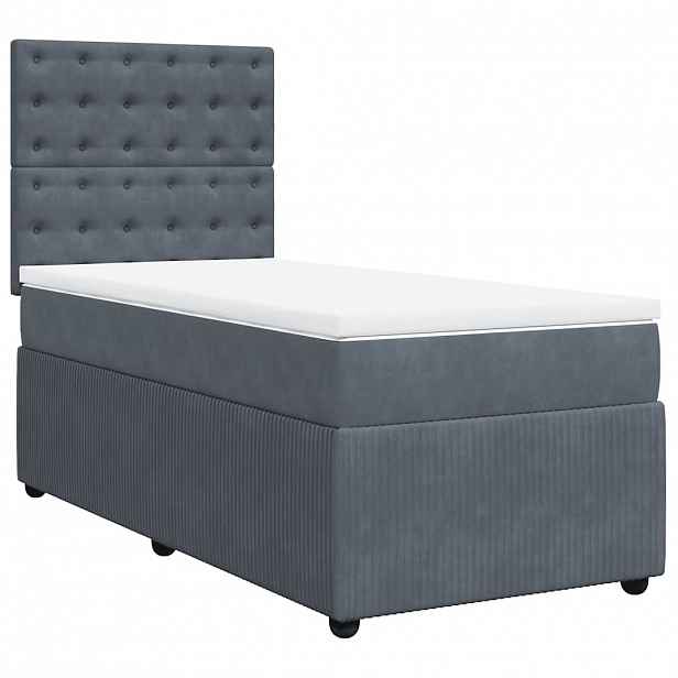 vidaXL Box spring postel s matrací tmavě šedá 90x190 cm samet