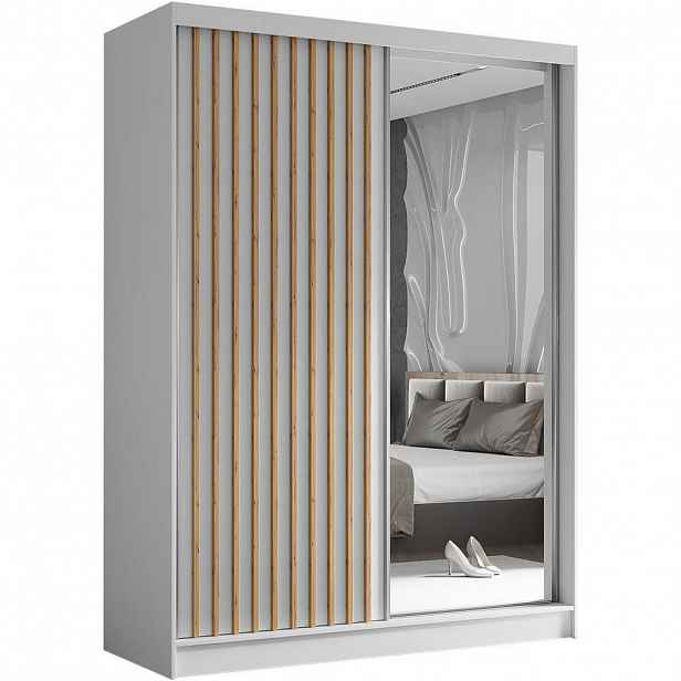Beautysofa SKŘÍŇ s posuvnými dveřmi Helix 160/216/61 bílá + dub Artisan