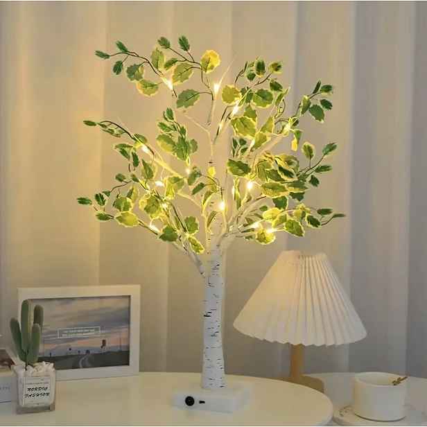 Lampa Noční lampa Led stromek bříza listy 49 cm 24 Led teplá bílá Usb b