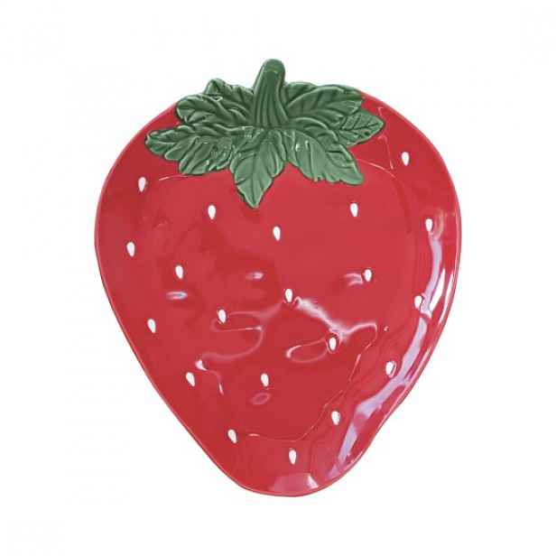 Talíř ve tvaru jahody, porcelán, 25,5 x 21 cm, "Jardin des Fraises" -