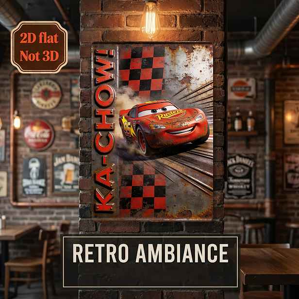 TEMU 2D Plochá, 1ks Disney Blesk Téma Retro Styl Kovová Cedule, Vhodná pro , Kavárny, Dekorace Garáží, Domácí Dekorace a Zahradní Ploty. Ideální pro