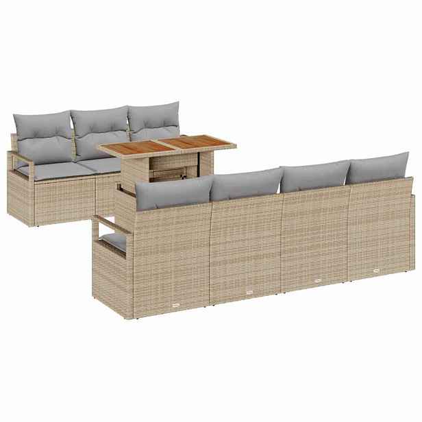 vidaXL Sada zahradních pohovek 8 ks 7-Počet míst Beige a šedá