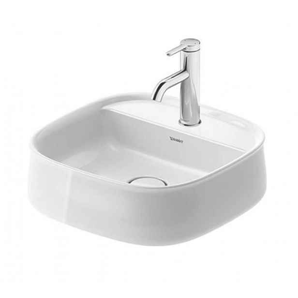 Duravit Zencha - Umyvadlo na desku 42x42 cm, bez přepadu, otvor pro baterii, DuraCeram, bílá 2374420071