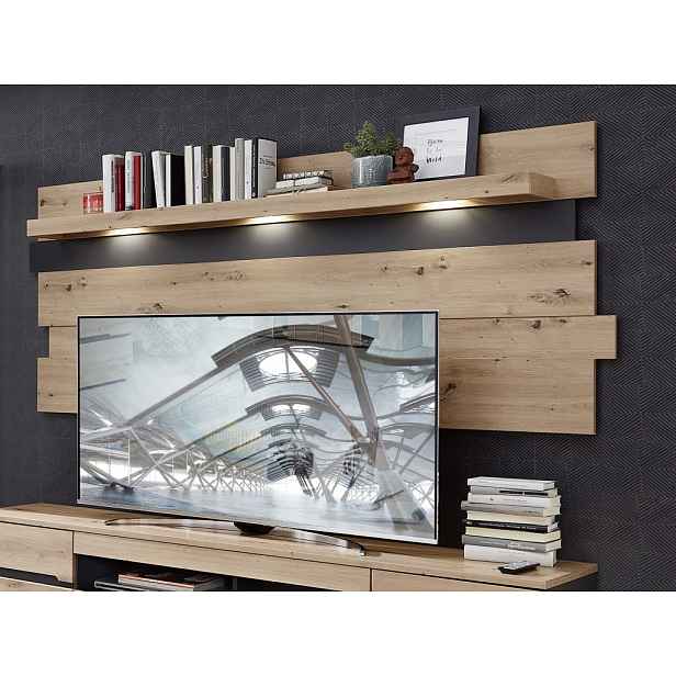 Nástěnný panel s osvětlením Memphis, dub artisan/grafit