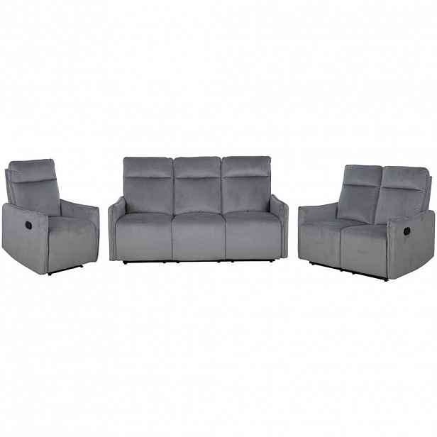 P & B SEDACÍ SOUPRAVA 3+2+1, textil, tmavě šedá