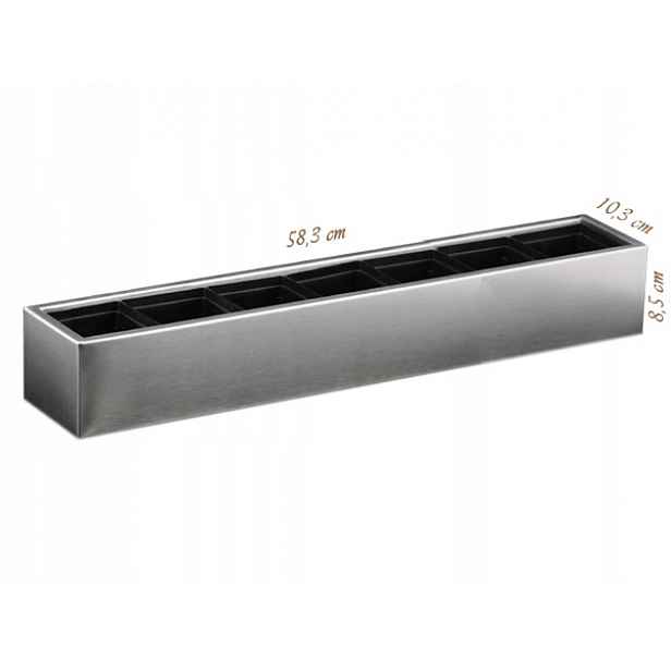 Q1-L7 květináč na bylinky a kaktusy čajová svíčka na parapet, nerez 58x10x8,5 cm