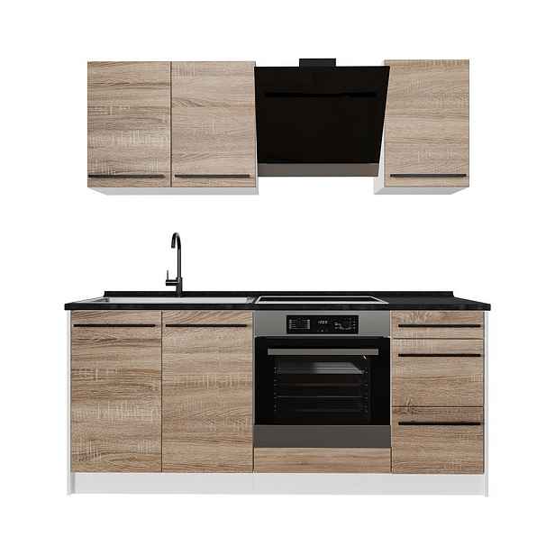 Vicco JEDNOTKOVÁ KUCHYNĚ R-Line, Sonoma/Bílá, 180 cm, PD Antracit