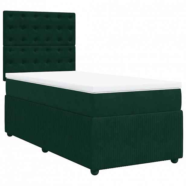 vidaXL Box spring postel s matrací tmavě zelená 90x190 cm samet