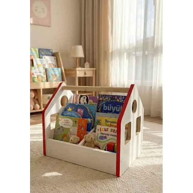 Casarredo Dětský regál na knížky ARTC - červená/bílá