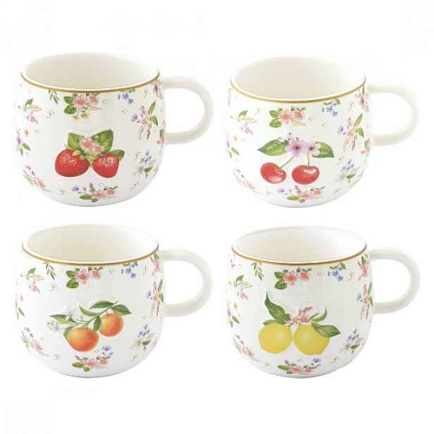 Porcelánový hrnek, 400ml, s reliéfním vzorem, "Fancy Fruit" - Easy Lif