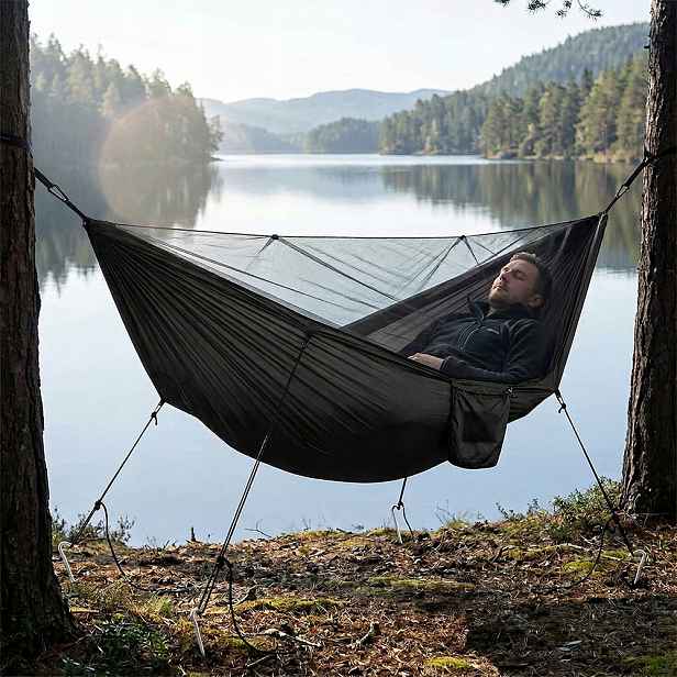 Turistická houpací síť s moskytiérou cestovní velká, pevná, 300 kg, dvojitá houpací síť