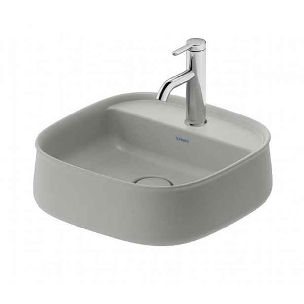 Duravit Zencha - Umyvadlo na desku 42x42 cm, bez přepadu, otvor pro baterii, DuraCeram, matná šedá 2374426771