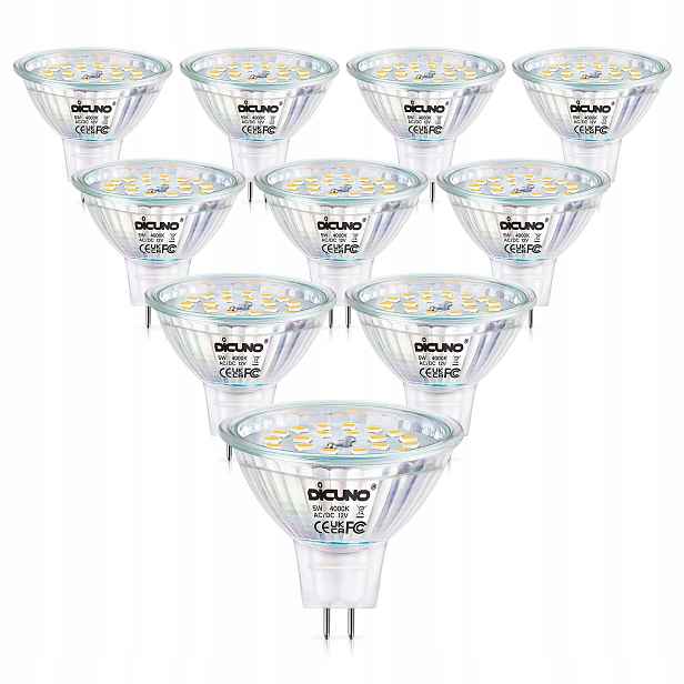 Led žárovky DiCUNO MR16 GU5.3 6W, chladná barva 4000k 10 ks Úsporné