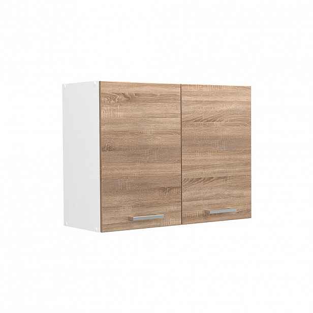 Vicco SKLENĚNÁ KUCHYŇSKÁ SKŘÍŇKA R-Line, Sonoma/Bílá, 80 cm