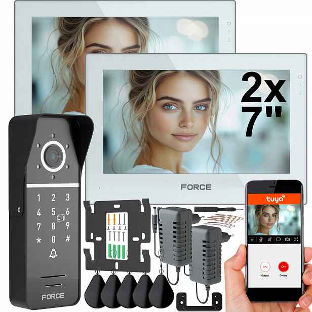 Videodomofon Force Prima Gt+ Duo 2x Monitor 7" Bílý Full Hd WiFi Tuya