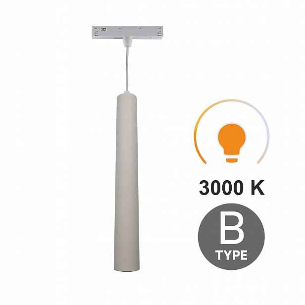 Závěsná Led lampa Tuba Bílá 10W 3000K Typ B Smart Track 48VDC