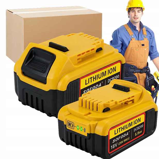 2x Výkonný Akumulátor Baterie 18V 5Ah Pro De-walt DCB200 DCB184 DCB101 DCB107