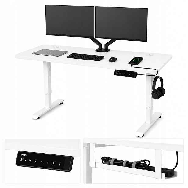 Elektrický psací stůl 140x70 s nastavitelnou výškou 73-118 cm Monolitická Deska