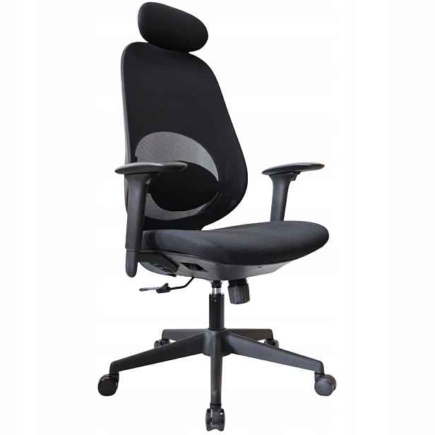 Ergonomické otočné křeslo černé 120 kg s nastavitelnou opěrkou hlavy pro kancelář